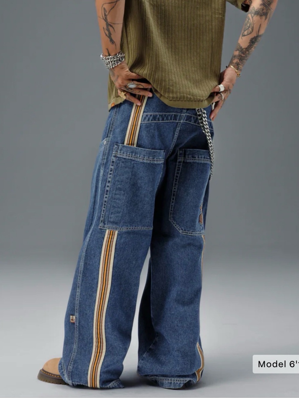 JNCO Slug Dark Stone Blue Wide Leg Skater Style Jeans 32x32